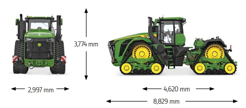 9RX 710 tractor dimensions